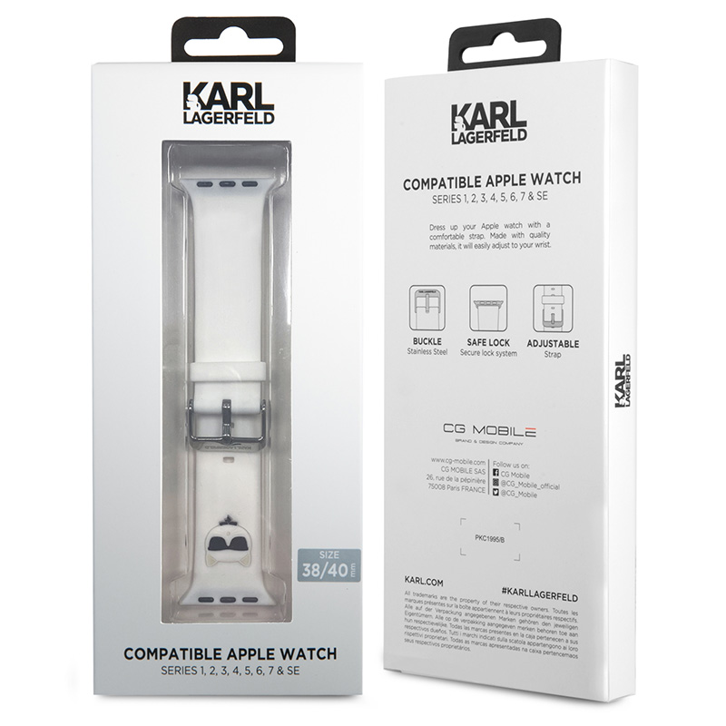 Karl Lagerfeld Silicone Choupette Head – Pasek do Apple Watch 38/40/41 mm (biały)