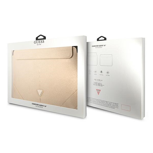 Guess Saffiano Triangle Logo Sleeve - Etui na notebooka 16" (beżowy)