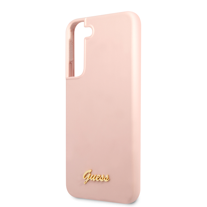Guess Silicone Script Metal Logo - Etui Samsung Galaxy S22+ (różowy)