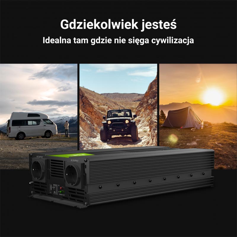 Green Cell - Przetwornica napięcia Inwerter 12V na 230V 2000W/4000W Modyfikowana sinusoida