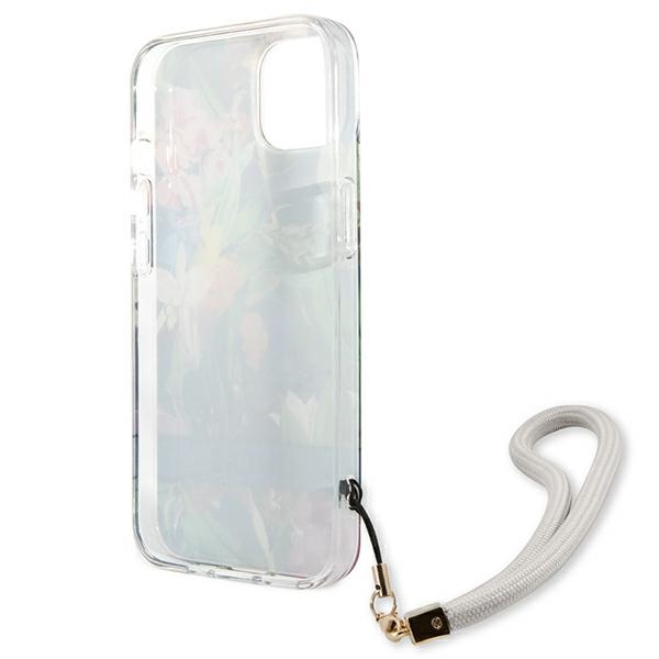 Guess Flower Cord - Etui ze smyczką iPhone 13 Mini (Blue)