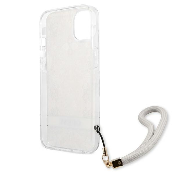 Guess Flower Cord - Etui ze smyczką iPhone 13 Mini (Gold)