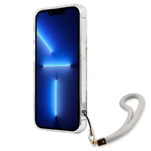 Guess Flower Cord - Etui ze smyczką iPhone 13 Mini (Green)