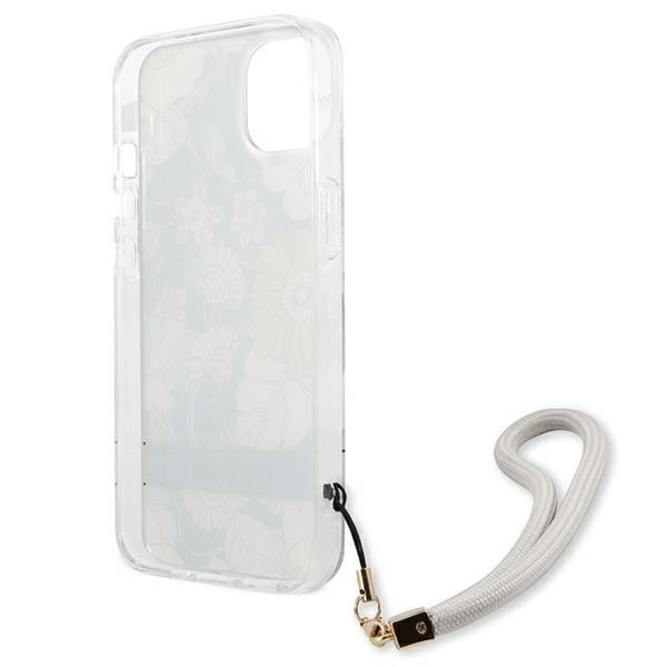 Guess Flower Cord - Etui ze smyczką iPhone 13 Mini (Green)