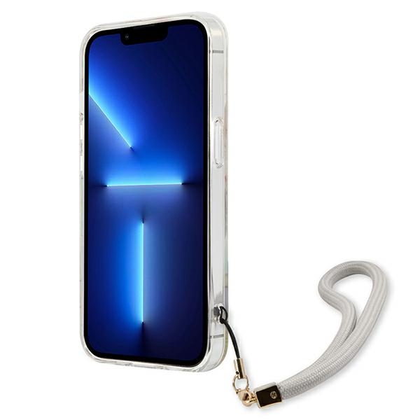 Guess Flower Cord - Etui ze smyczką iPhone 13 Mini (Purple)