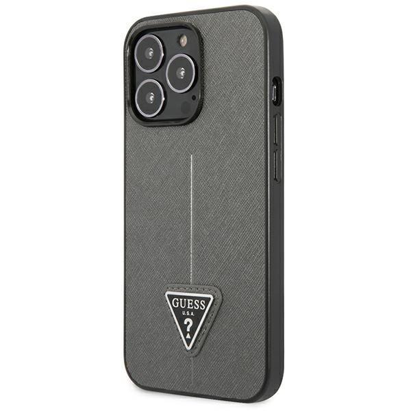 Guess Saffiano Triangle Logo Case – Etui iPhone 13 Pro Max (srebrny)