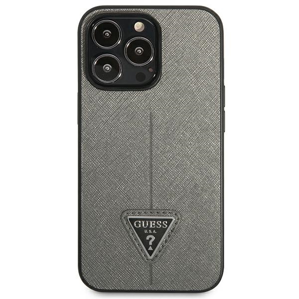 Guess Saffiano Triangle Logo Case – Etui iPhone 13 Pro Max (srebrny)