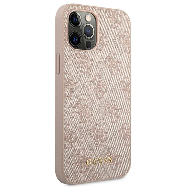Guess 4G Metal Gold Logo – Etui iPhone 12 / iPhone 12 Pro (różowy)