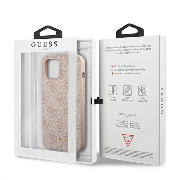 Guess 4G Metal Gold Logo – Etui iPhone 12 / iPhone 12 Pro (różowy)