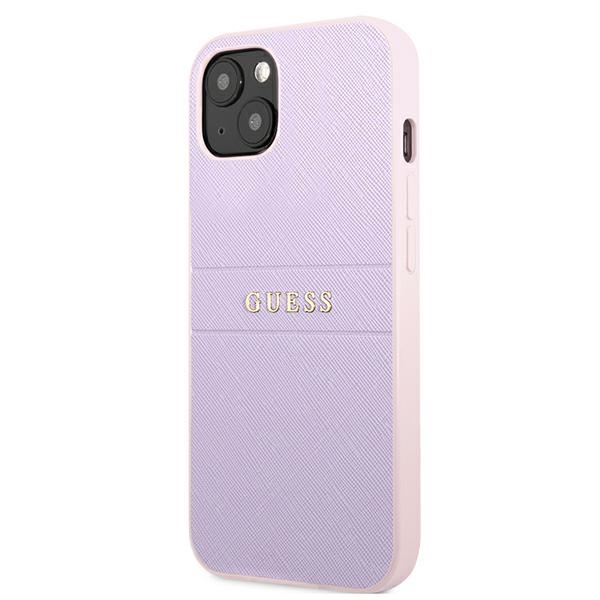 Guess Saffiano Hot Stamp & Metal Logo – Etui iPhone 13 Mini (liliowy)