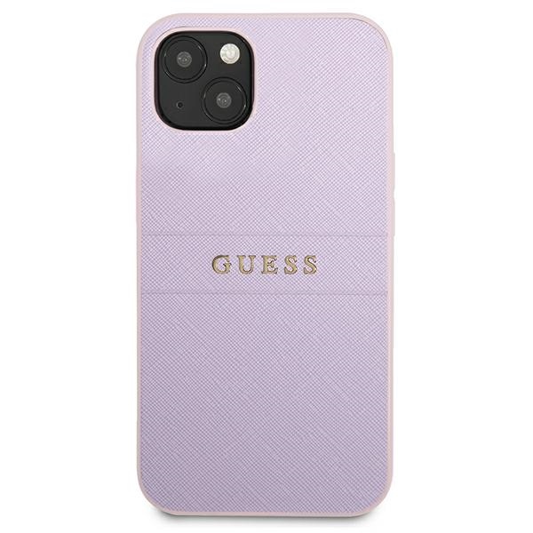 Guess Saffiano Hot Stamp & Metal Logo – Etui iPhone 13 Mini (liliowy)