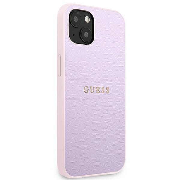 Guess Saffiano Hot Stamp & Metal Logo – Etui iPhone 13 Mini (liliowy)