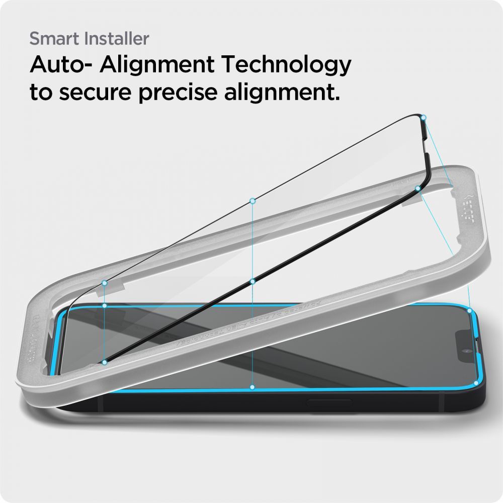 Spigen Alm Glass FC - Szkło hartowane do iPhone 16e / iPhone 14 / iPhone 13 / iPhone 13 Pro (Czarna ramka)
