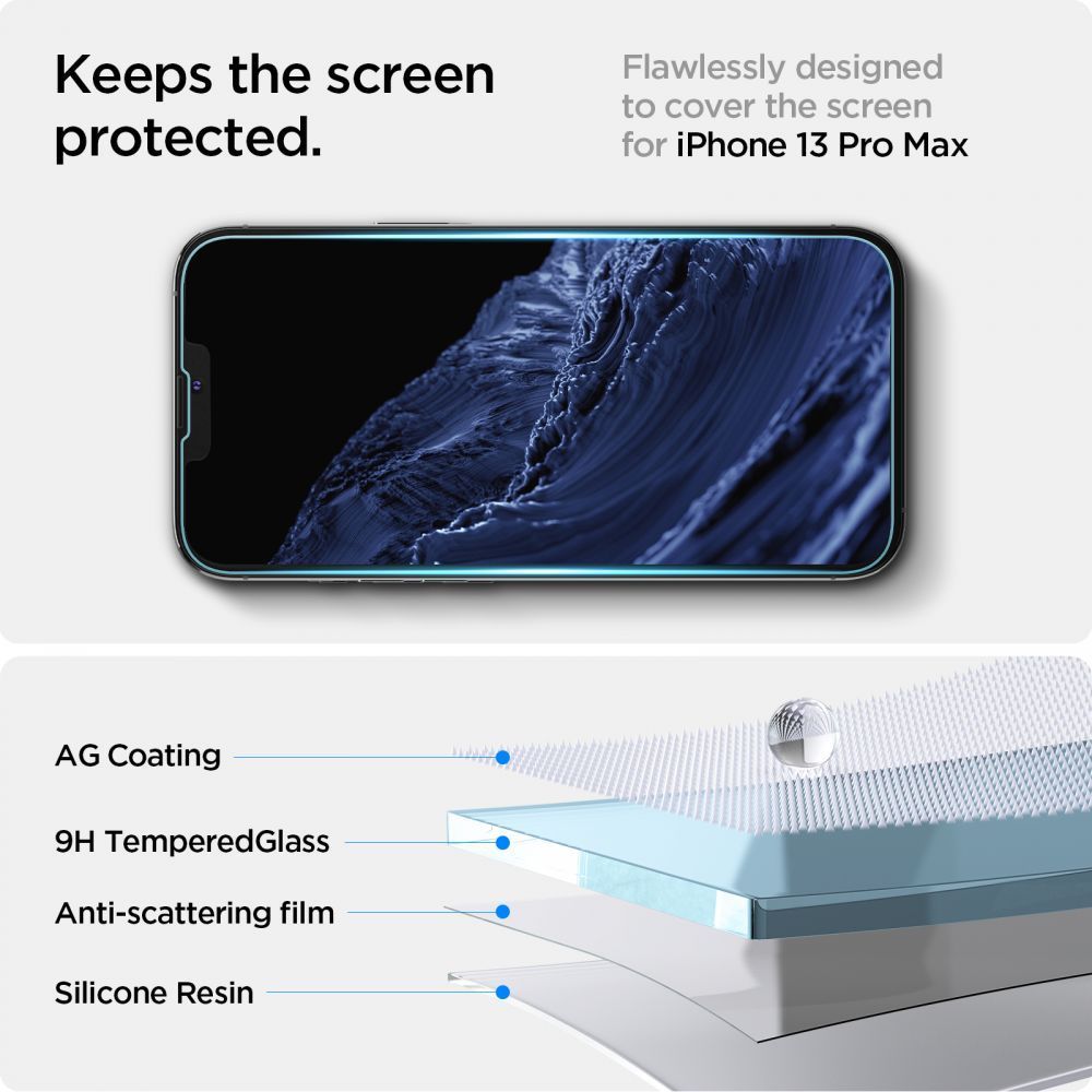 Spigen Glas.TR EZ Fit - Szkło hartowane do Apple iPhone 16e / iPhone 14 / iPhone 13 / iPhone 13 Pro