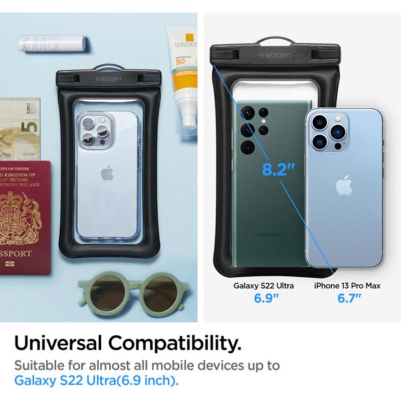 Spigen A610 Universal Waterproof Float Case - Etui do smartfonów do 6.9" (czarny)