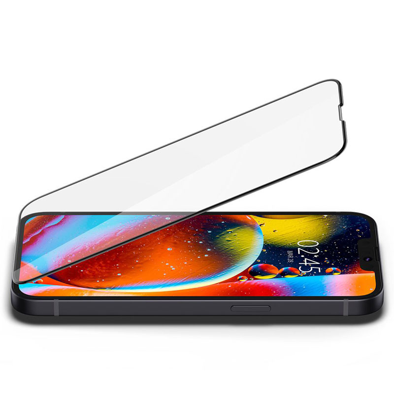 Spigen Glass FC - Szkło hartowane do iPhone 16e / iPhone 14 / iPhone 13 / iPhone 13 Pro (Czarna ramka)