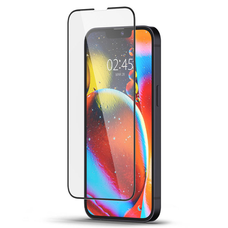 Spigen Glass FC - Szkło hartowane do iPhone 16e / iPhone 14 / iPhone 13 / iPhone 13 Pro (Czarna ramka)