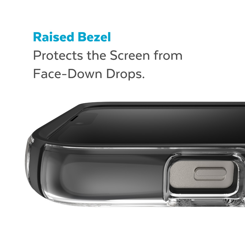 Speck Presidio Perfect-Clear with Impact Geometry + MagSafe - Etui iPhone 15 Plus / 14 Plus z powłoką MICROBAN (Clear / Black)
