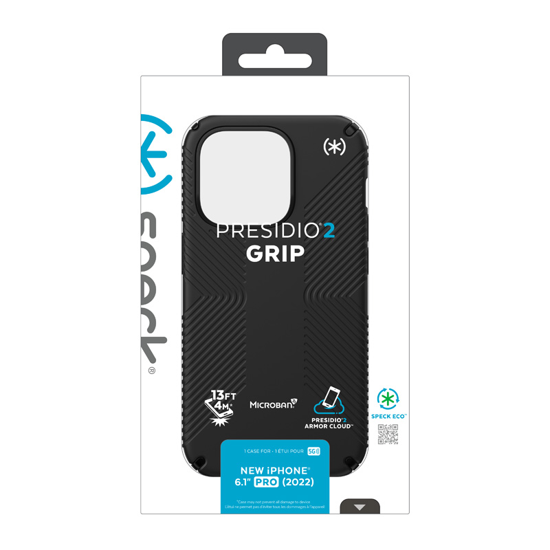 Speck Presidio2 Grip - Antypoślizgowe etui iPhone 14 Pro (Black / Black / White)