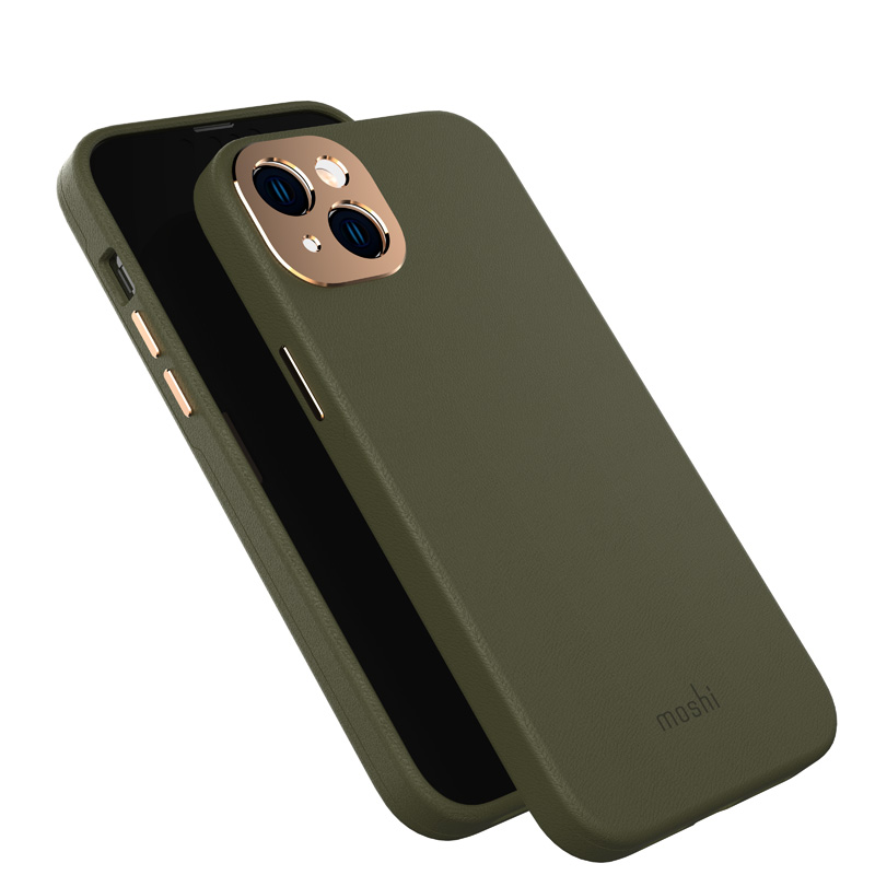 Moshi Napa Slim MagSafe - Skórzane etui iPhone 14 Plus (Juniper Green)