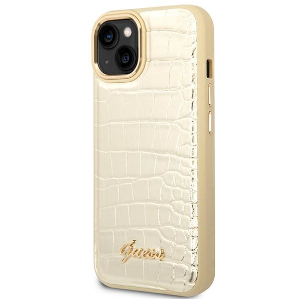 Guess Croco Collection – Etui iPhone 14 Plus (złoty)