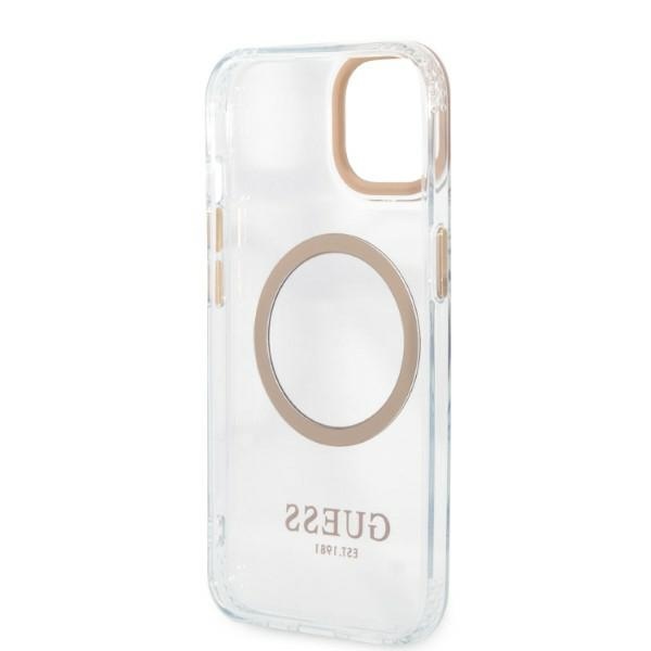 Guess Metal Outline Magsafe - Etui iPhone 13 (przezroczysty / złoty)