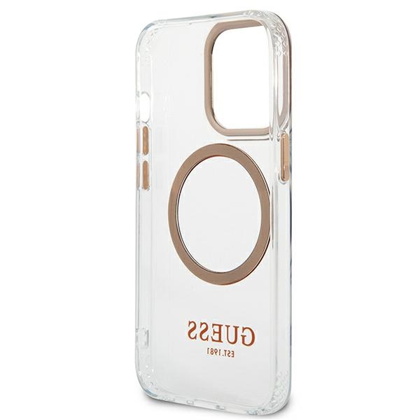 Guess Metal Outline Magsafe - Etui iPhone 13 Pro Max (przezroczysty / złoty)
