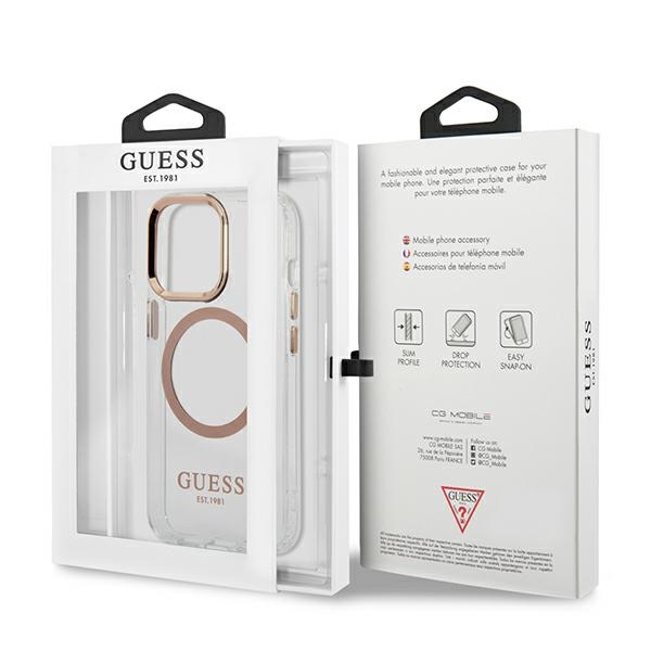 Guess Metal Outline Magsafe - Etui iPhone 13 Pro Max (przezroczysty / złoty)