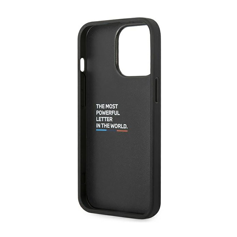 BMW Leather Carbon Blue Line – Etui iPhone 14 Pro (Czarny)