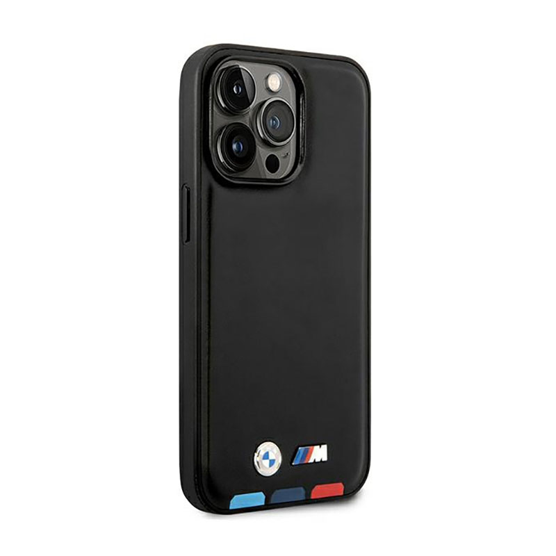 BMW Leather Hot Stamp Tricolor MagSafe – Etui iPhone 14 Pro (Czarny)