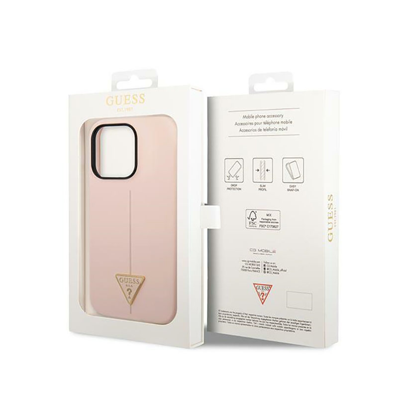 Guess Silicone Triangle Logo - Etui iPhone 14 Pro Max (różowy)