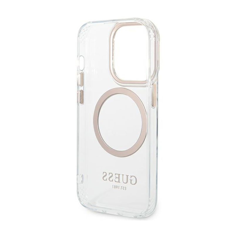 Guess Metal Outline Magsafe - Etui iPhone 14 Pro (przezroczysty / złoty)
