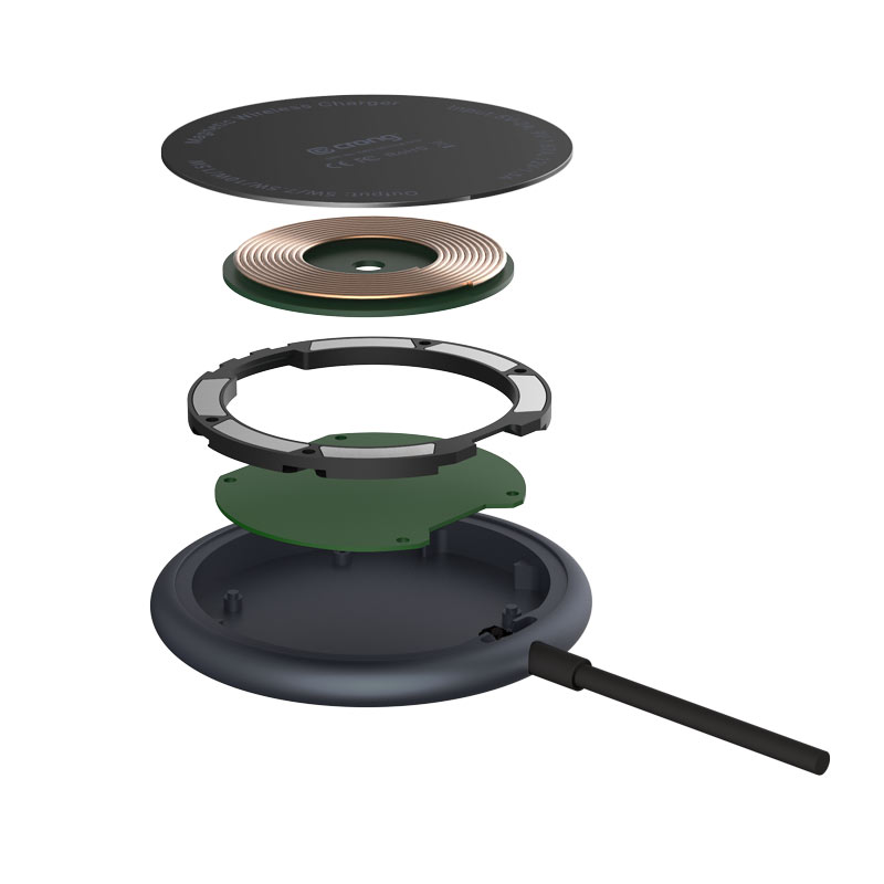 Crong MagSpot Wireless Charger – Aluminiowa ładowarka indukcyjna MagSafe 15W (Graphite)