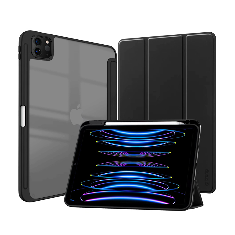 Crong PrimeFolio – Etui iPad Air 11” M3 (2025) / iPad Air 11” M2 (2024) / iPad Air 10.9” (5-4 gen.) / iPad Pro 11" (2022-2021) (czarny/przezroczysty)