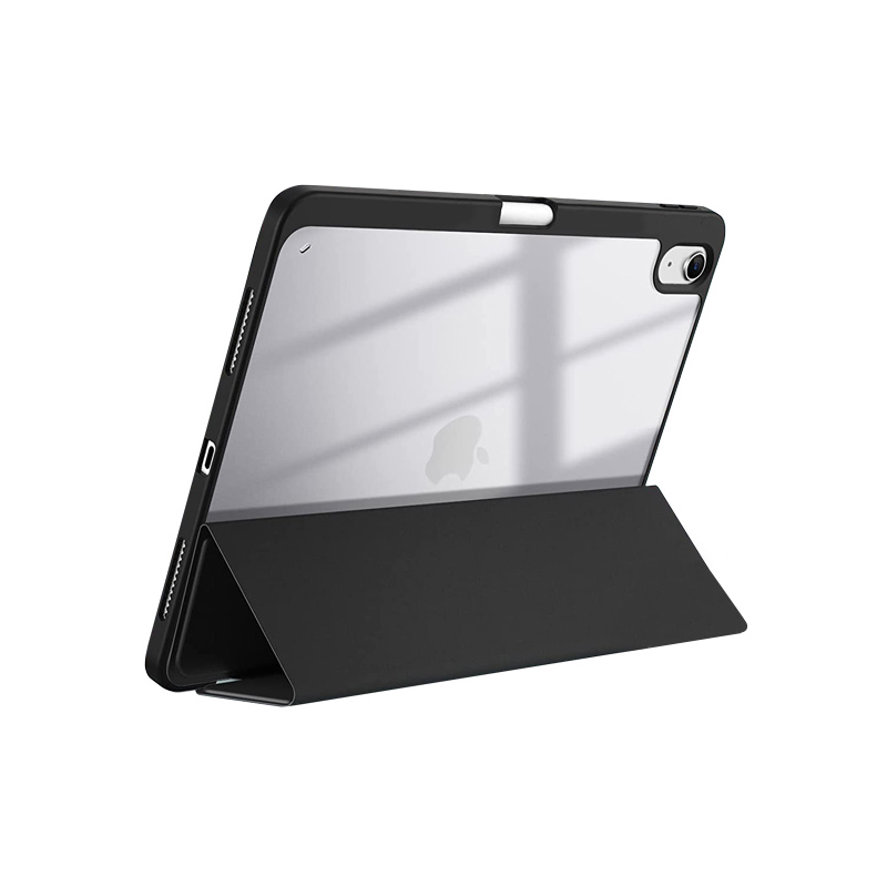 Crong PrimeFolio – Etui iPad 11" (2025) / iPad 10.9” (2022) z podstawką i schowkiem na Apple Pencil (czarny/przezroczysty)