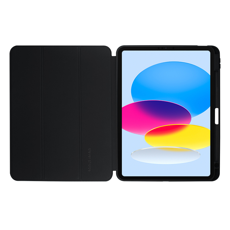 Crong PrimeFolio – Etui iPad 11" (2025) / iPad 10.9” (2022) z podstawką i schowkiem na Apple Pencil (czarny/przezroczysty)