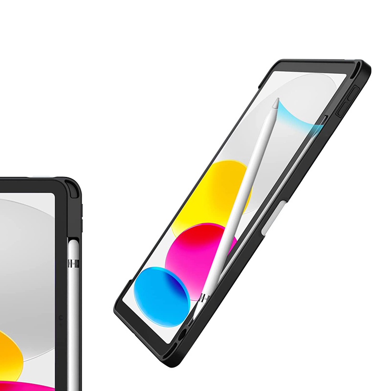 Crong PrimeFolio – Etui iPad 11" (2025) / iPad 10.9” (2022) z podstawką i schowkiem na Apple Pencil (czarny/przezroczysty)
