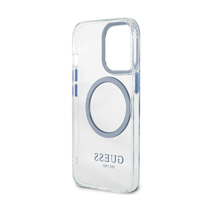 Guess Metal Outline Magsafe - Etui iPhone 13 Pro (przezroczysty / niebieski)