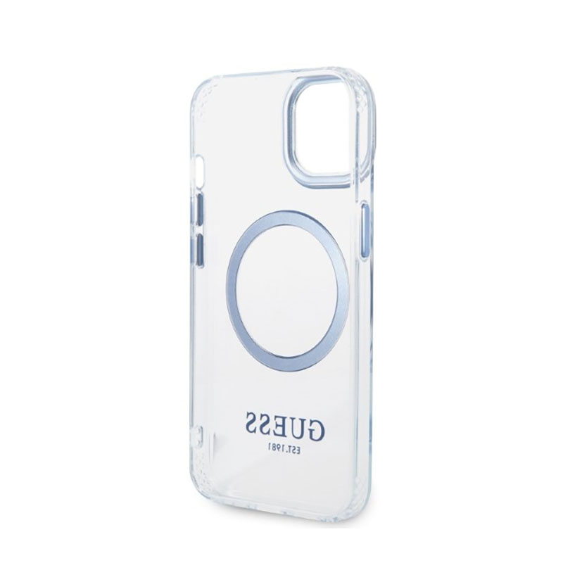 Guess Metal Outline Magsafe - Etui iPhone 14 Plus (przezroczysty / niebieski)