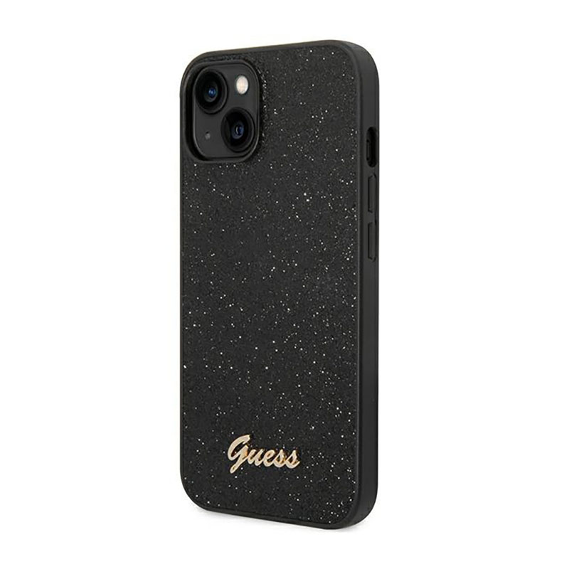 Guess Glitter Flakes Metal Logo Case – Etui iPhone 14 Plus (czarny)