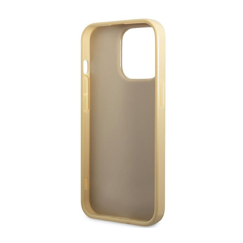 Guess Glitter Flakes Metal Logo Case – Etui iPhone 14 Pro Max (złoty)