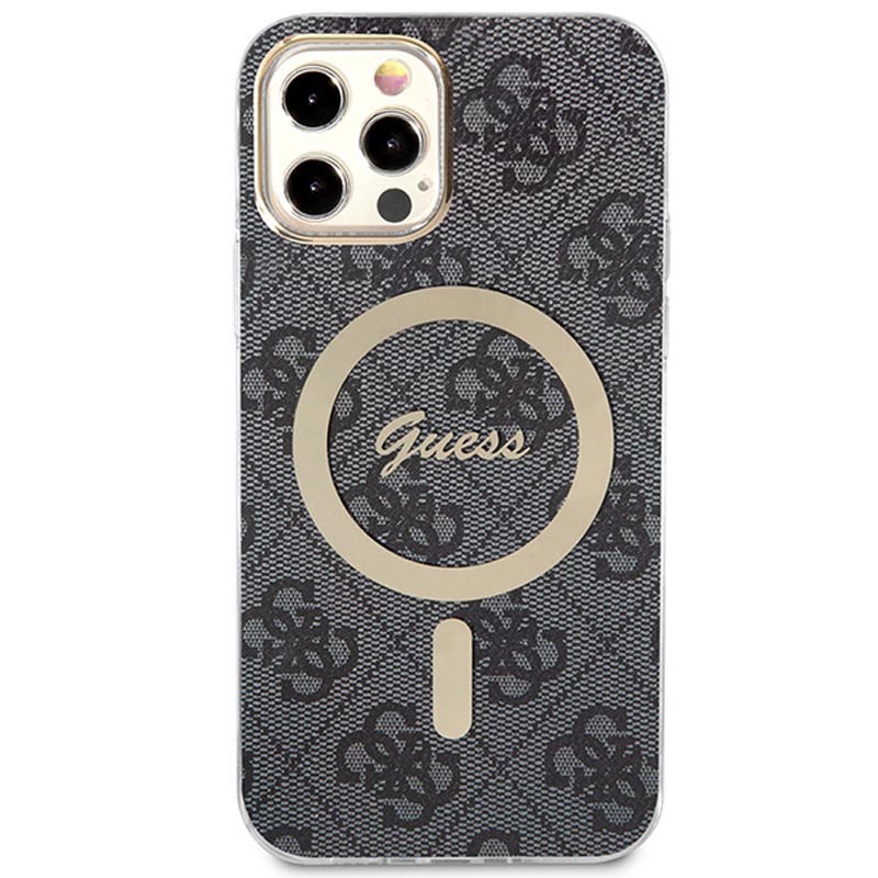 Guess Bundle Pack MagSafe 4G - Zestaw etui + ładowarka MagSafe iPhone 12 / iPhone 12 Pro (czarny/złoty)