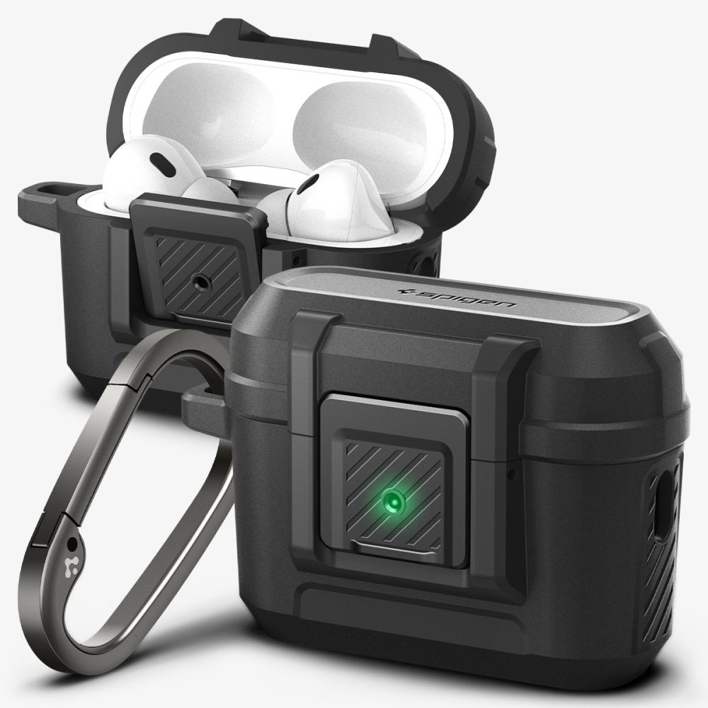 Spigen Lock Fit - Pancerne etui do Apple Airpods Pro 1 / 2 (Czarny)