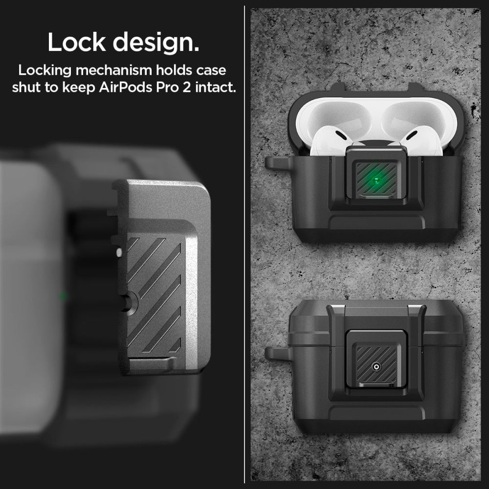 Spigen Lock Fit - Pancerne etui do Apple Airpods Pro 1 / 2 (Czarny)