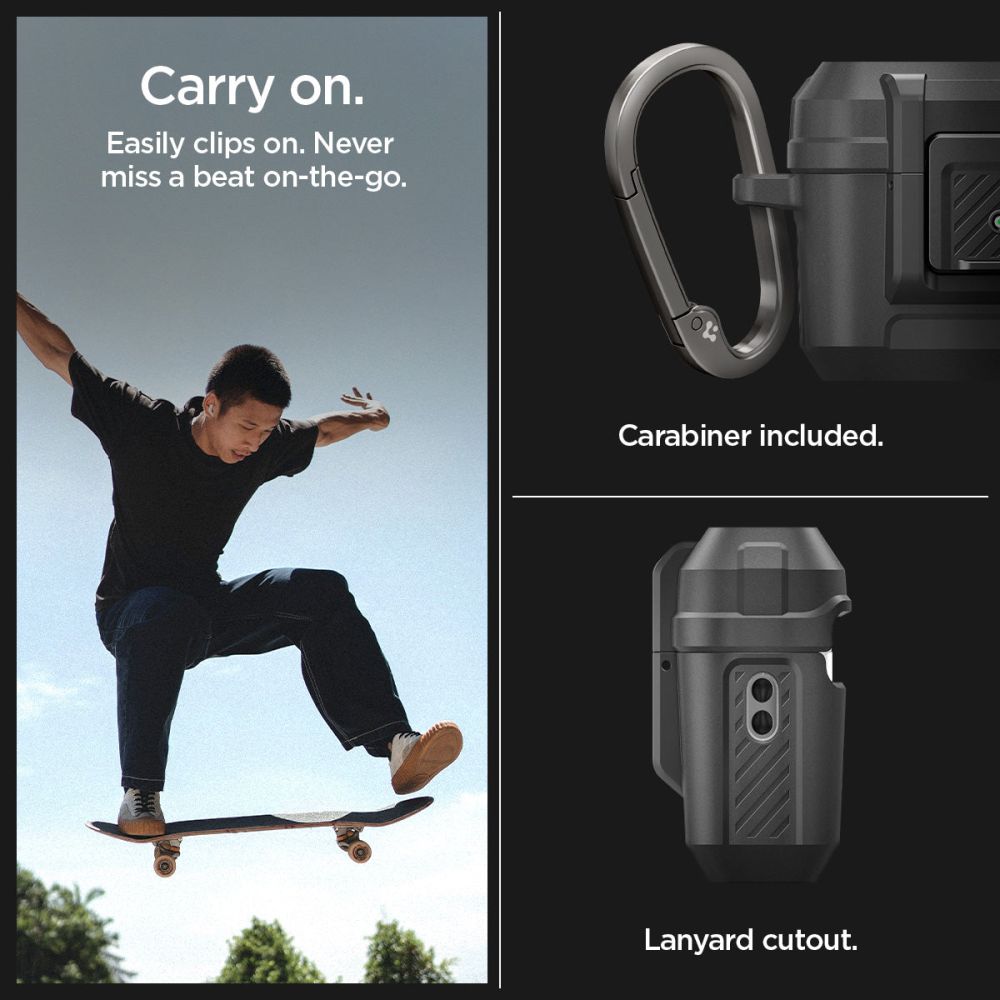 Spigen Lock Fit - Pancerne etui do Apple Airpods Pro 1 / 2 (Czarny)