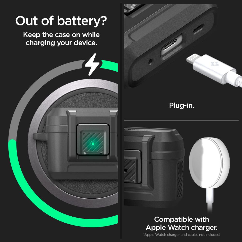 Spigen Lock Fit - Pancerne etui do Apple Airpods Pro 1 / 2 (Czarny)