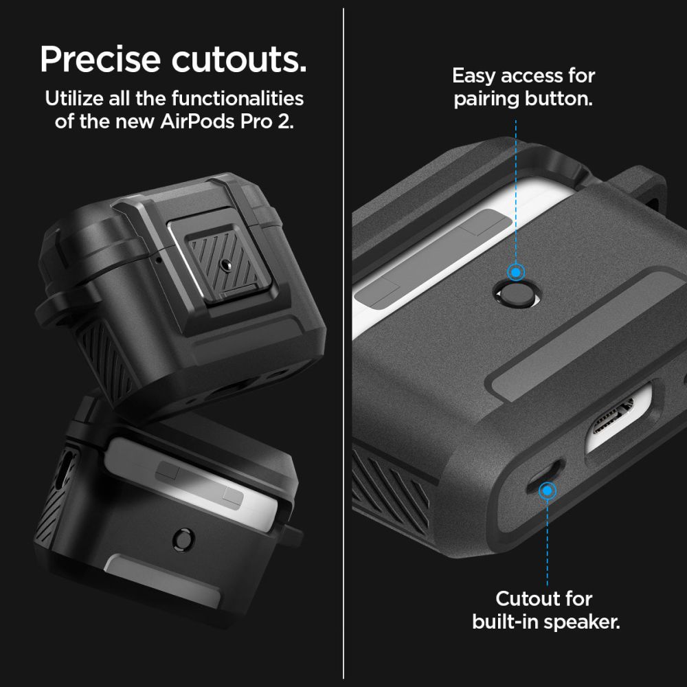 Spigen Lock Fit - Pancerne etui do Apple Airpods Pro 1 / 2 (Czarny)