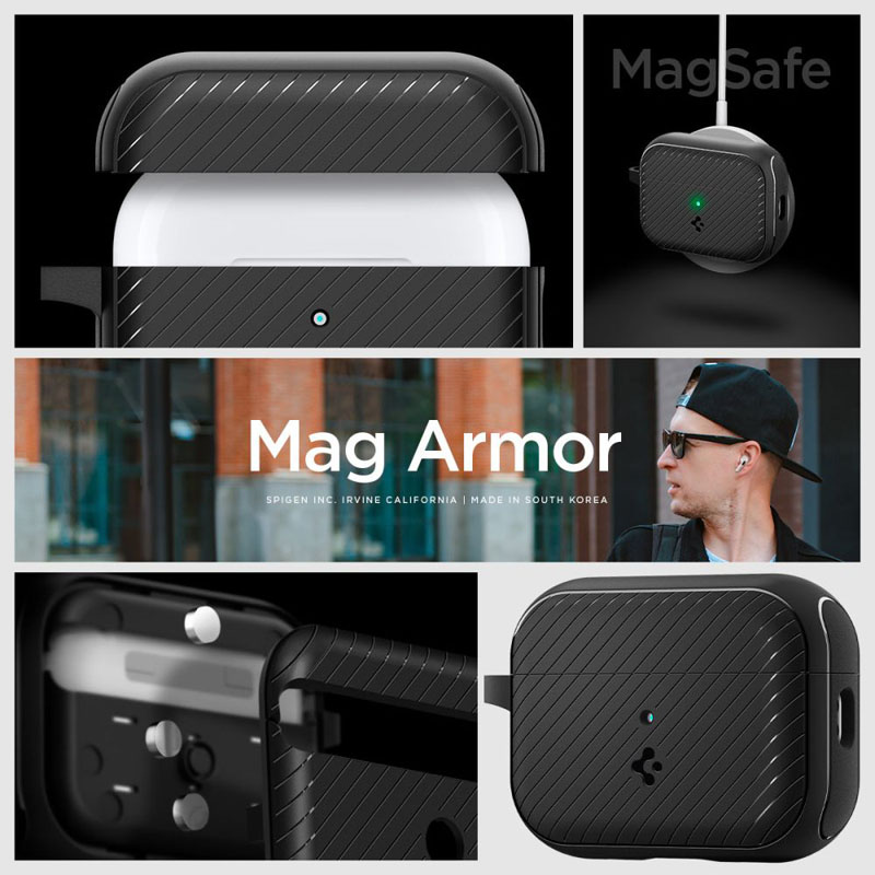 Spigen Mag Armor MagSafe - Etui do Apple Airpods Pro 1 / 2 (Czarny)