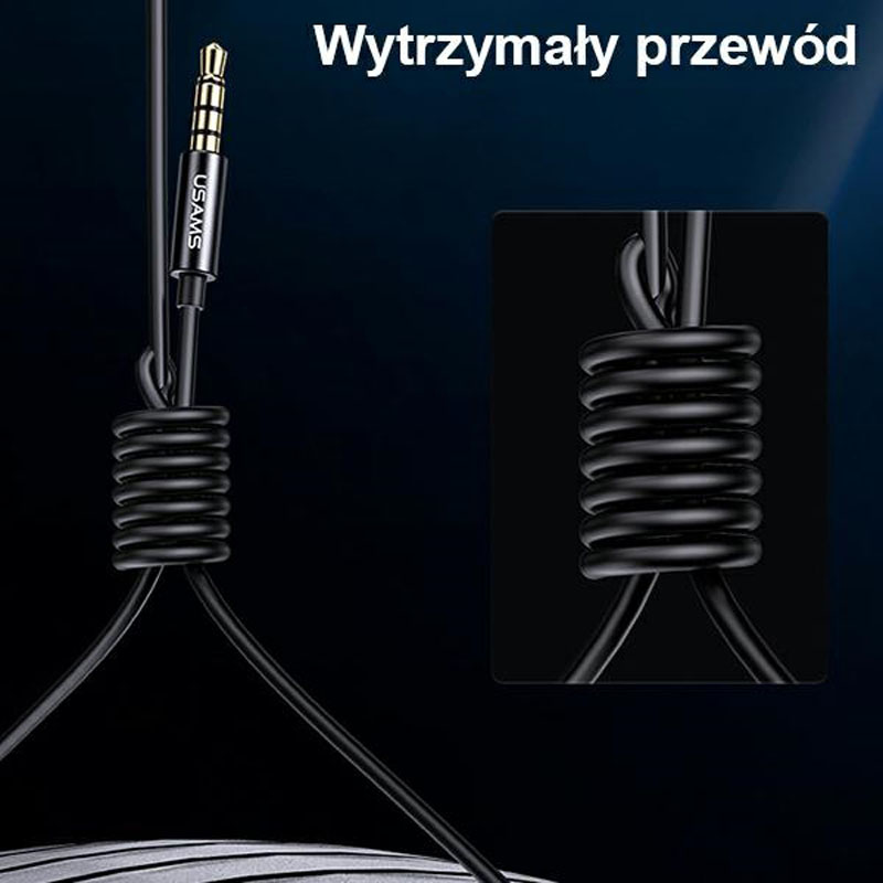USAMS EP-44 - Słuchawki stereo jack 3,5 mm (czarny)