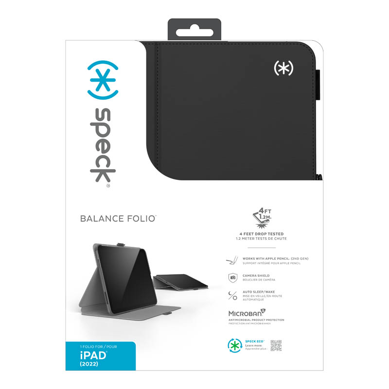 Speck Balance Folio – Etui iPad 11" (2025) / 10.9" (2022) z powłoką MICROBAN w/Magnet & Stand up (Black)